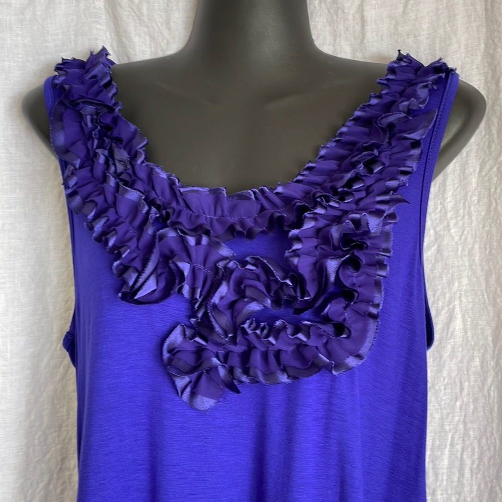 Large Ruffled Tank Top Stretchy Royal Blue Purple